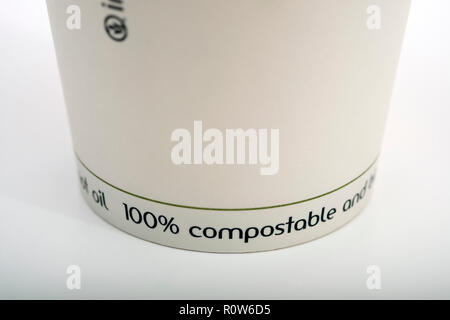 100% compostable take away coffee cup Stock Photo