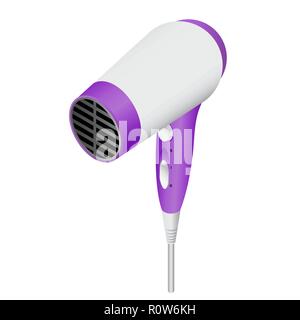isometric hair dryer vector icon isolated on white background. Hair care symbol Stock Vector