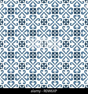 Portuguese style pattern, usually used in tiles in Spain, Portugal and other Mediterranean countries Stock Vector