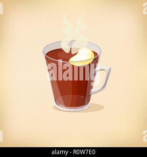 Cartoon Cup of tea. Isolated vector illustration. Can be use for menus, designs, fabrics, posters Stock Vector