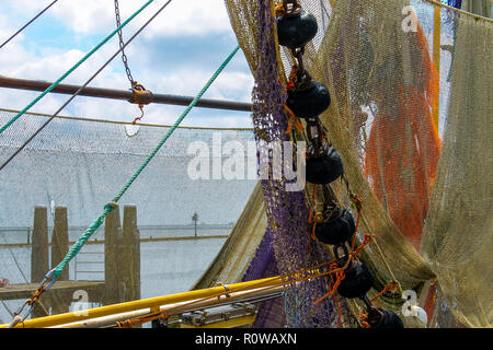 Shrimp Fishing Net Detail on Dutch Fishing Boat Stock Photo - Image of  ready, blue: 51535670