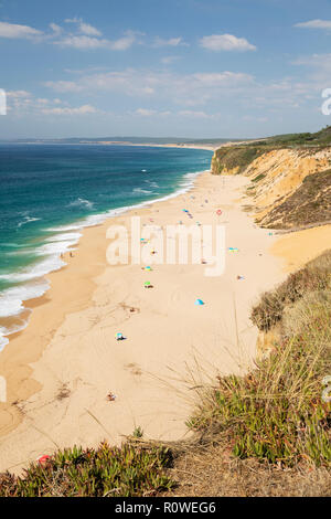 Praia das Bicas beach near Cabo Espichel, Aldeia do Meco, Costa da Caparica, Municipality of Sesimbra, Setubal district, Lisbon region, Portugal Stock Photo