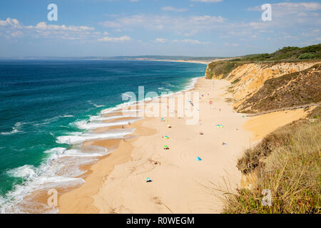 Praia das Bicas beach near Cabo Espichel, Aldeia do Meco, Costa da Caparica, Municipality of Sesimbra, Setubal district, Lisbon region, Portugal Stock Photo