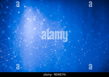 Connection glowing dots and lines. Digital data technology background. Stock Photo