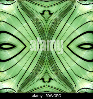 Reflected image from a picture of a green and black stone: eyes / face / hourglass Stock Photo