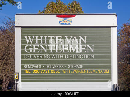 A variation on 'White van man' on a delivery van in a Lewisham , London street. Stock Photo