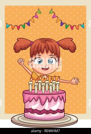 Happy birthday girl cartoons Stock Vector Art & Illustration, Vector ...