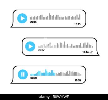 Voice and audio messages chat. Modern communication in messenger Stock Vector