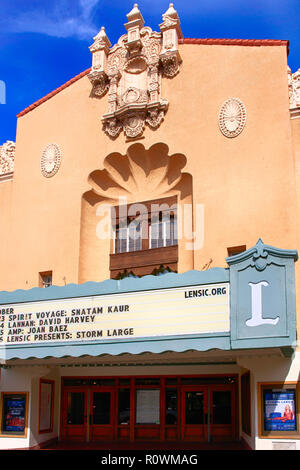 The Lensic Performing Arts Center on W. San Francisco Street in downtown Santa Fe, New Mexico USA Stock Photo