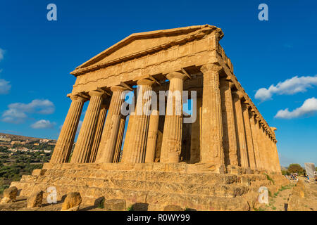 Temple of Concordia, located in the park of the Valley of the Temples in Agrigento, Sicily, Italy. Stock Photo