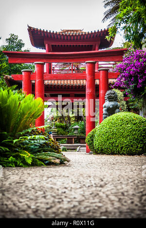 Torii in Monte Palace Tropican Garden in Funchal, Madeira island, Portugal Stock Photo