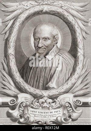 Saint Vincent de Paul 1581 – 1660. French Catholic priest and Saint. Stock Photo