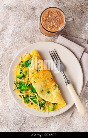 Keto low carb omelet  and bulletproof coffee Stock Photo
