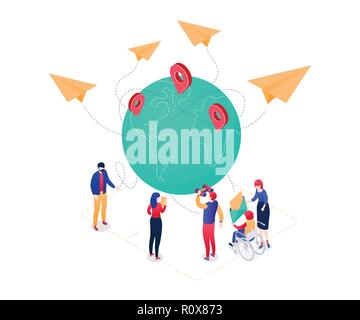 International business - flat design style isometric illustration Stock Vector