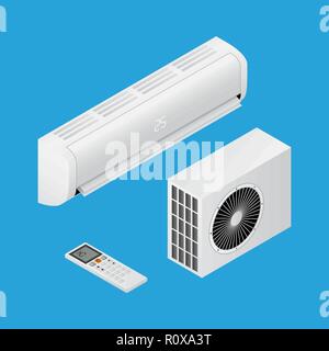 Realistic detailed isometric 3d air conditioning for home Stock Vector