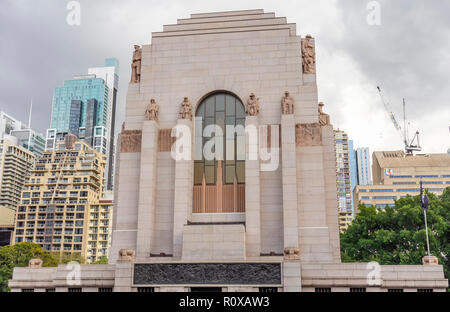 ANZAC War Memorial and museum in Art Deco style in Hyde Park Sydney NSW Australia. Stock Photo