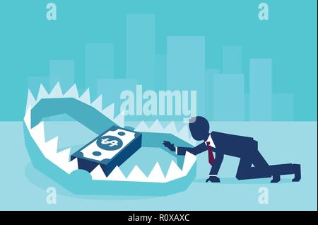 Concept of money trap in business, vector flat illustration Stock Vector
