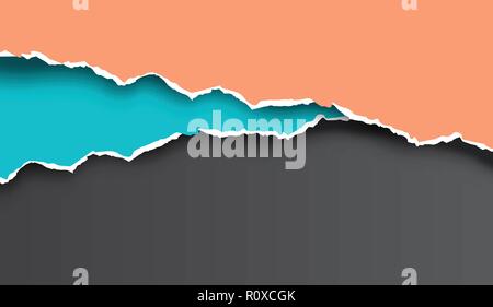 Colourful ripped and torn paper vector illustration. Stock Vector