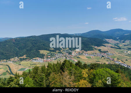 Germany, Above black forest village Fischerbach in kinzig valley Stock Photo