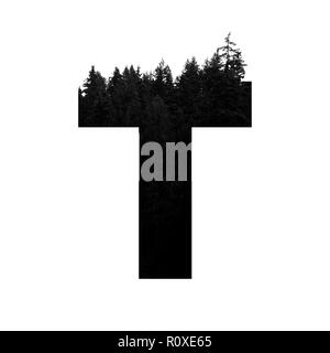 Letter T hipster wilderness font lettering. Outdoor adventure. Stock Photo