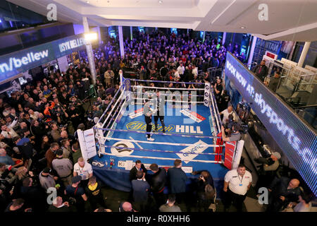 Tony Bellew during the workout at the National football Museum, Manchester. Stock Photo