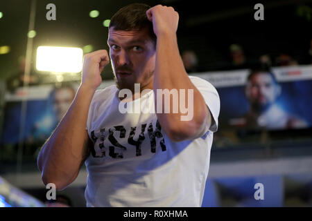 Oleksandr Usyk during the workout at the National Football Museum, Manchester. Stock Photo