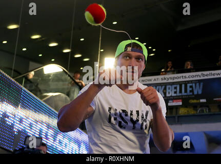 Oleksandr Usyk during the workout at the National Football Museum, Manchester. Stock Photo