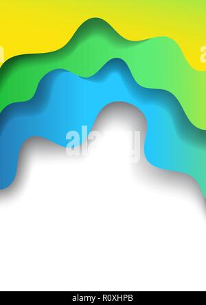 Vertical A4 banner with 3D abstract background with blue green paper cut waves. Sea colors. Vector design layout for presentations, flyers, posters Stock Vector