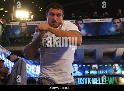 Oleksandr Usyk during the workout at the National Football Museum, Manchester. Stock Photo