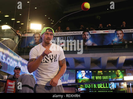 Oleksandr Usyk during the workout at the National Football Museum, Manchester. Stock Photo