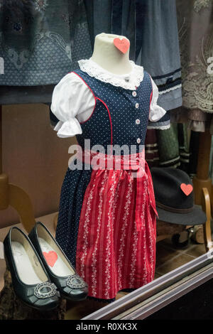 Women's traditional German costume on a dummy in a shop window Stock Photo