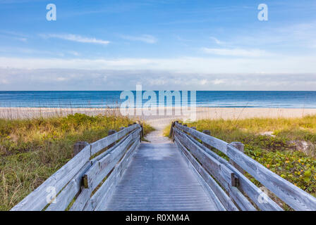 Wood  walkway to a Gulf of Mexico beach in Nokomis in southwest Florida, UNited States Stock Photo