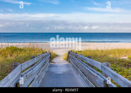 Wood  walkway to a Gulf of Mexico beach in Nokomis in southwest Florida, UNited States Stock Photo