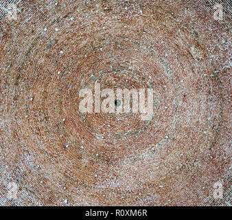 church dome from the inside, round brown brick background Stock Photo