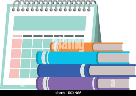 calendar reminder and books isolated icon Stock Vector