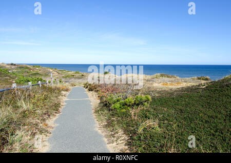 Walking path at Marconi Staion in the Cape Cod National Seashore, part of the National Park Service, in Wellfleet Massachusetts Stock Photo