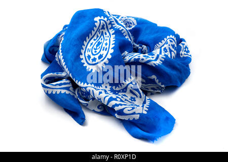 Azerbaijani blue Kelaghayi on a white background Stock Photo