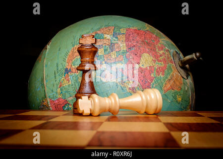 chess on old map Stock Photo - Alamy