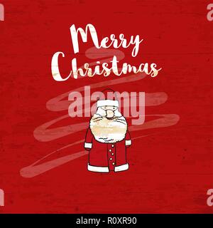 Merry christmas lettering on wooden background. Vector illustration drawn by hand. Stock Vector