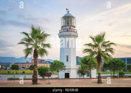 Lighthouse and Cityscape at the Batumi Promenade, Georgia Stock Photo