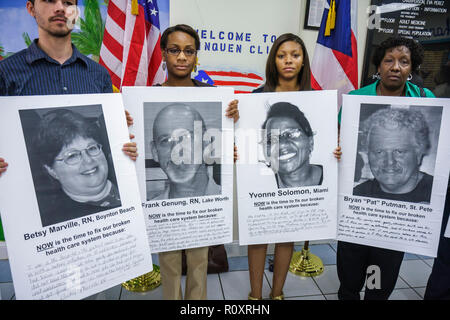 Miami Florida,Borinquen Health Care Center,clinic,healthcare reform press conference,affordable medical insurance,uninsured,Black African Africans,His Stock Photo