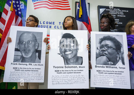 Miami Florida,Borinquen Health Care Center,clinic,healthcare reform press conference,affordable medical insurance,uninsured,Black Blacks African Afric Stock Photo