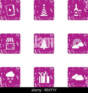 Solemnity icons set, grunge style Stock Vector