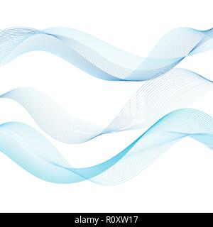 Abstract new blue beautiful vector wave lines on white background Stock Vector