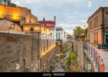 Evening view of old town district of Tbilisi, Georgia Stock Photo