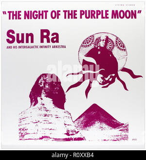 SUN RA - THE NIGHT OF THE PURPLE MOON - Vintage cover album Stock Photo