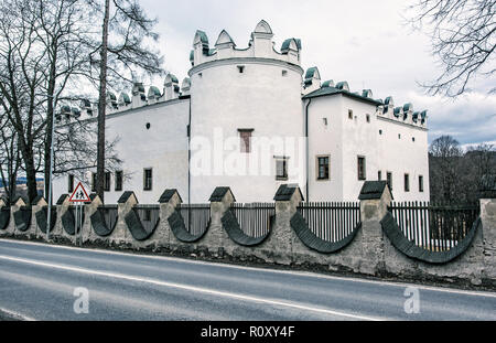 Beautiful chateau Strazky, Slovak republic. Cultural heritage. Architectural theme. Blue photo filter. Stock Photo
