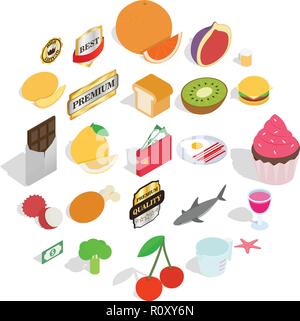 Greengrocery icons set, isometric style Stock Vector