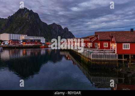 The evening at Svolvaer, Lofoten Islands. Svolvaer is the administrative centre of Vagan Municipality in Nordland County, Norway Stock Photo