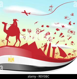 egypt background with flag and symbol Stock Vector